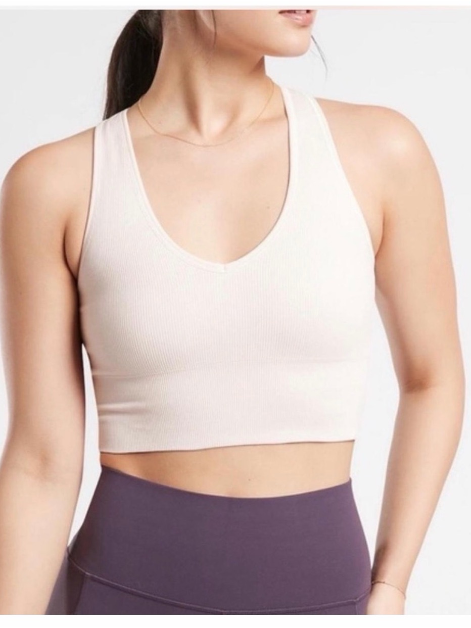 Athleta Aurora Seamless Crop Rib Tank In Light Pink Nwt